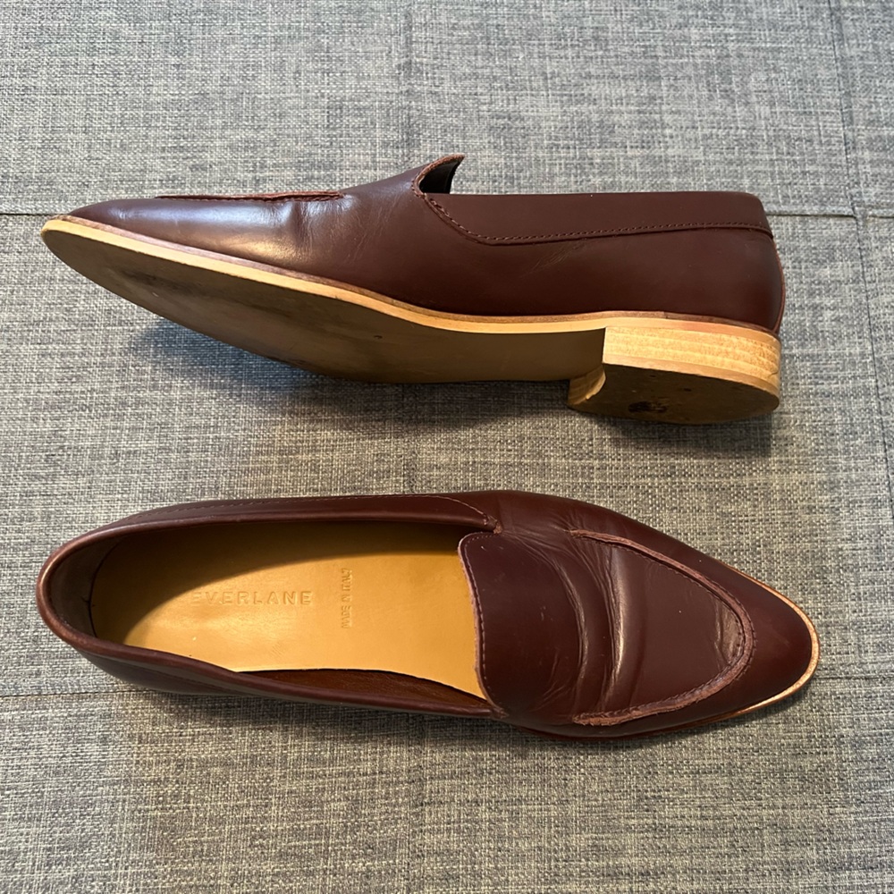 Everlane Loafers Women’s 10 Burgundy Beautiful Fall Shoe Leather Made in Italy - Picture 3 of 10